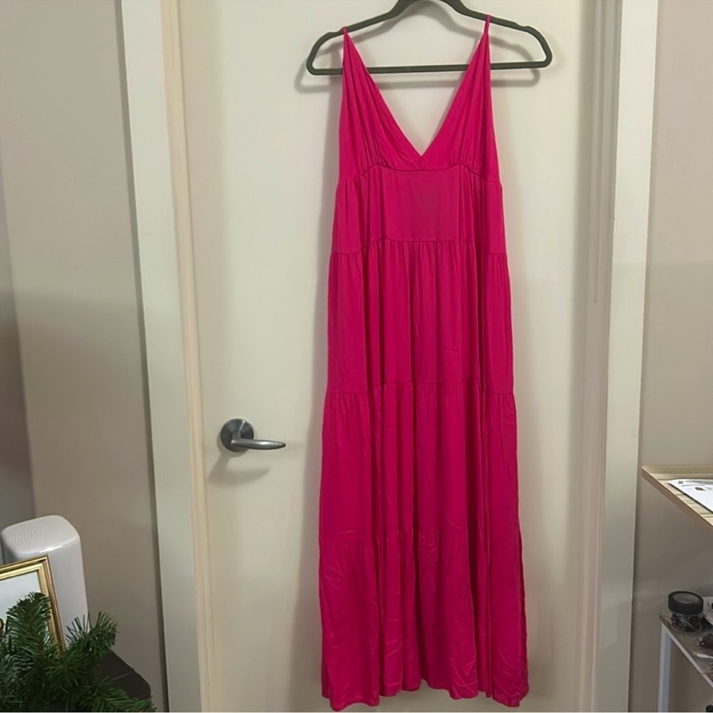 43. PAPILLON Printed Duster sundress in fuchsia NWT - Picture 2 of 7
